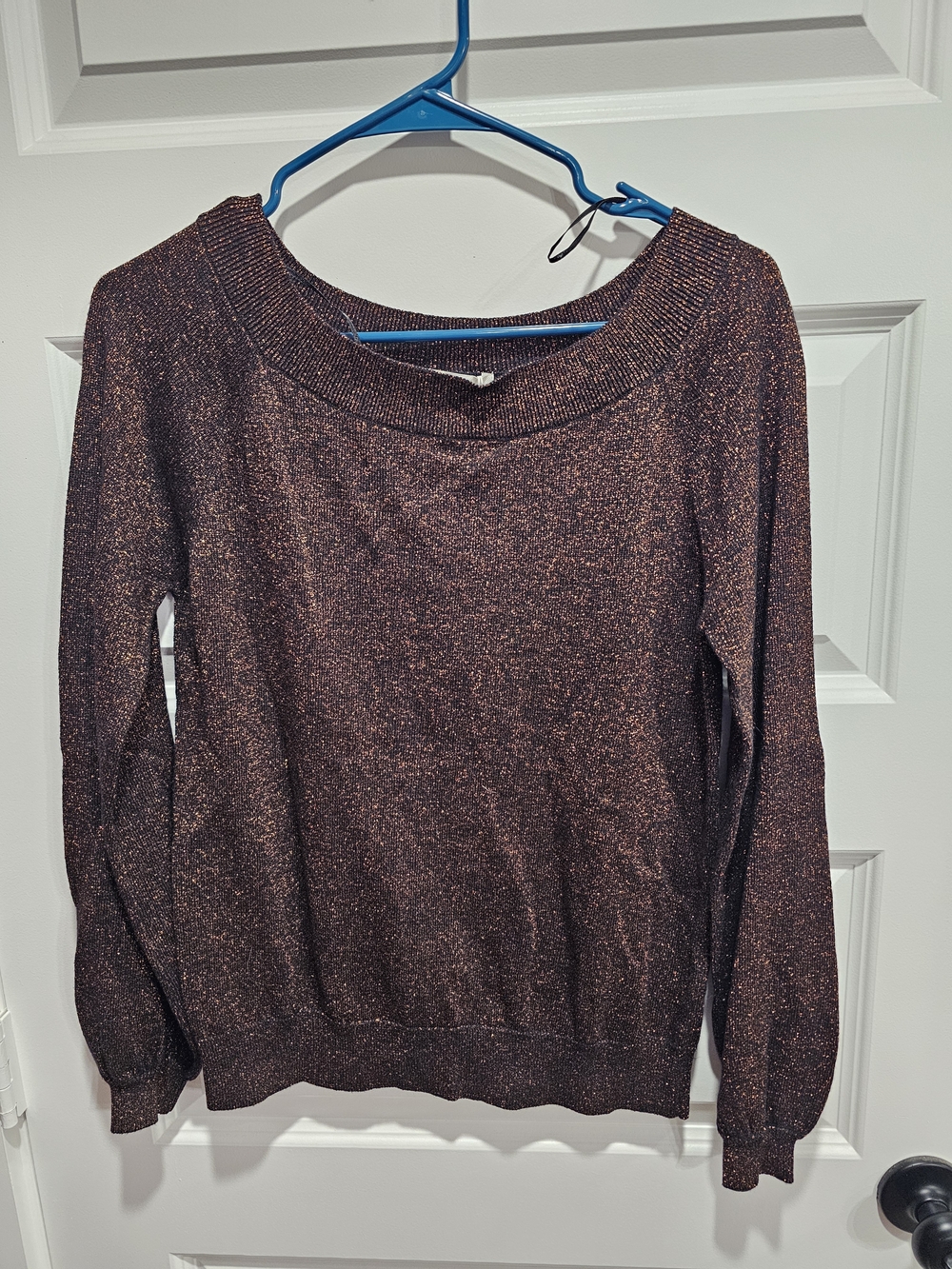 Boden Metallic Plum Scoop Neck Sweater